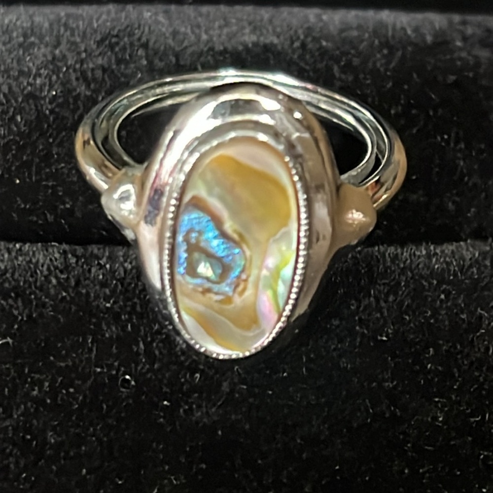 Vintage Avon Abalone Shell Silver-Tone Ring
